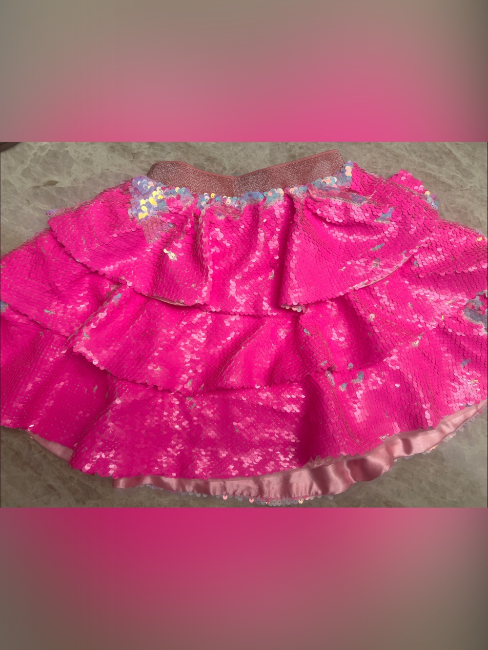 Lola + The Boys Hot Pink Sequin Tiered Ruffle Skirt 4T